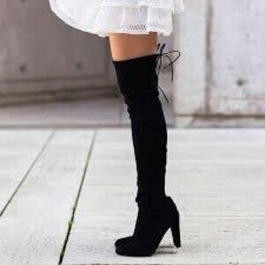 Stuart Weitzman Black Highland Boots Size 7.5 Retail $950